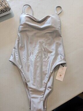Shade & Shore Metallic Silver Girls' One-Piece Swimsuit